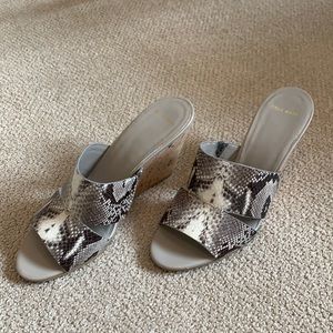 Cole Haan faux snakeskin wedges